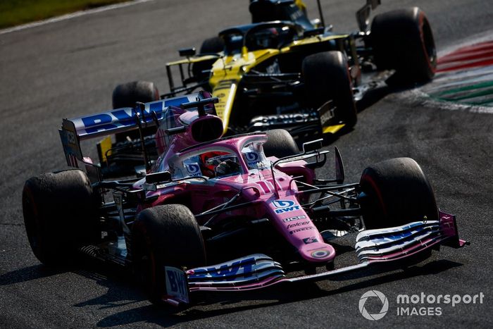 Sergio Pérez, Racing Point RP20, Daniel Ricciardo, Renault F1 Team R.S.20