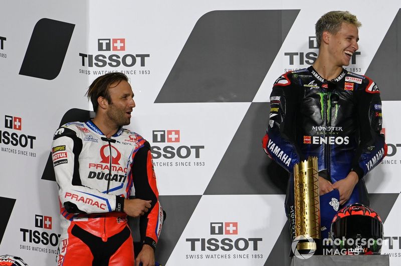 Podio: ganador Fabio Quartararo, Yamaha Factory Racing, segundo lugar Johann Zarco, Pramac Racing