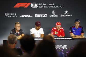Kevin Magnussen, Haas F1 Team,Lewis Hamilton, Mercedes AMG F1, Kimi Raikkonen, Ferrari, Brendon Hartley, Scuderia Toro Rosso, in the press conference