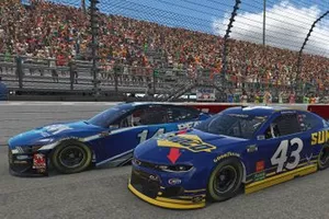 Bubba Wallace, Sunoco Chevrolet, Clint Bowyer, PEAK Antifreeze Ford