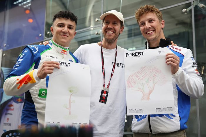 Sebastian Vettel, Liam Lawson, Racing Bulls Team, Isack Hadjar, Racing Bulls Team
