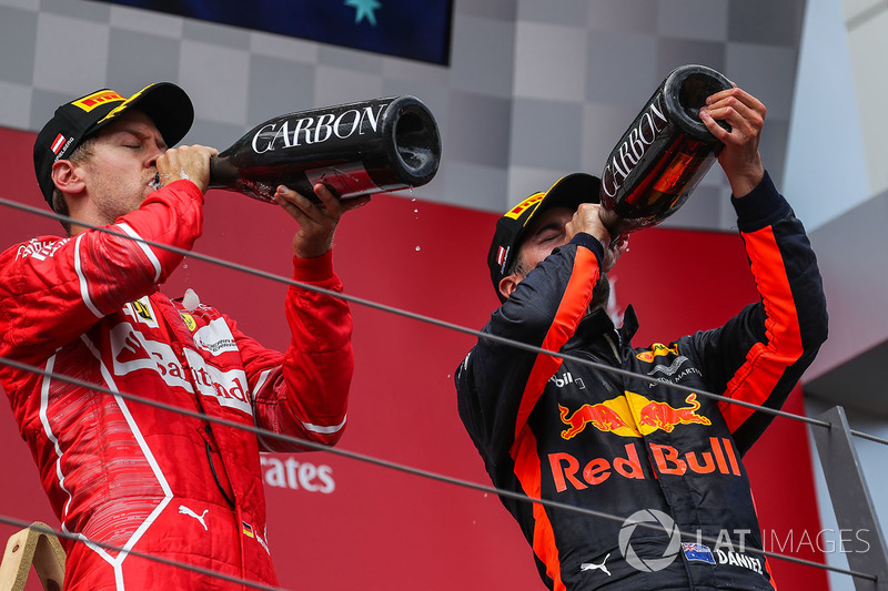 Podyum: 2. Sebastian Vettel, Ferrari, 3. Daniel Ricciardo, Red Bull Racing