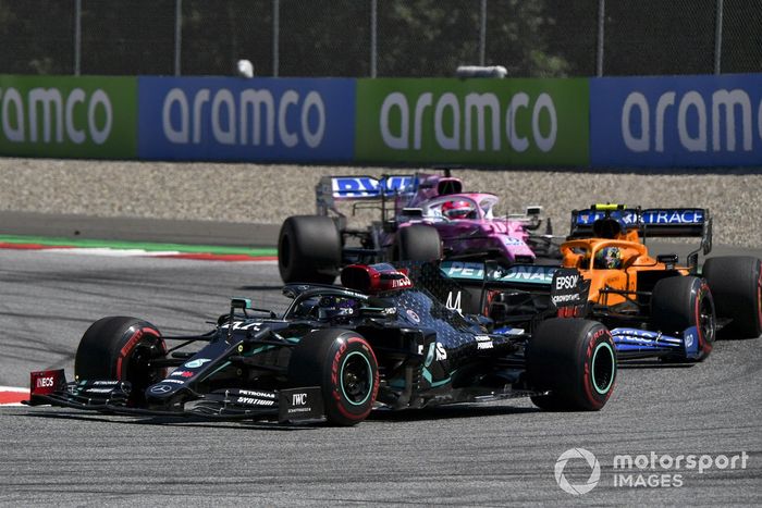 Lewis Hamilton, Mercedes F1 W11 EQ Performance, Lando Norris, McLaren MCL35, Sergio Pérez, Racing Point RP20