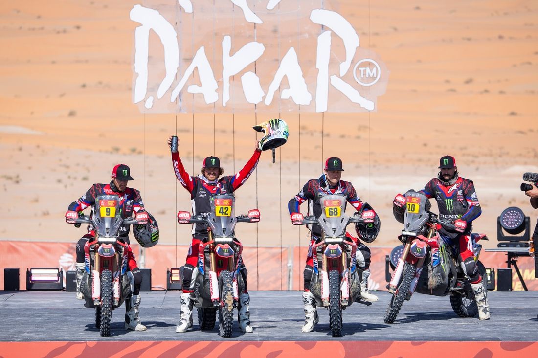 #9 Monster Energy Honda HRC Honda: Ricky Brabec, #42 Monster Energy Honda HRC Honda: Adrien Van Beveren, #68 Monster Energy Honda HRC Honda: Tosha Schareina, #10 Monster Energy Honda HRC Honda: Skyler Howes