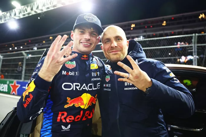 Max Verstappen, champion du monde des conducteurs, Red Bull Racing, Gianpiero Lambiase, ingénieur de course de Red Bull Racing.