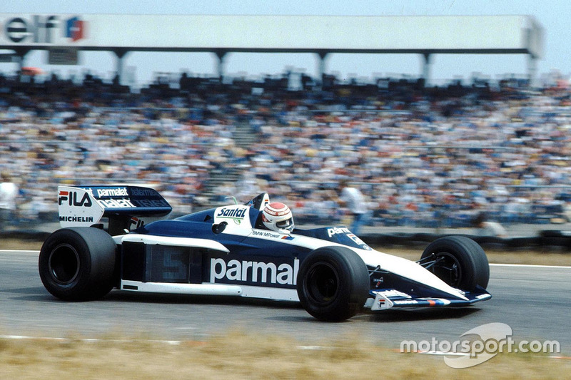 Nelson Piquet in actie met de Brabham-BMW BT52.