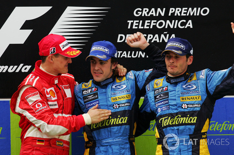 2006: 1. Fernando Alonso, 2. Michael Schumacher, 3. Giancarlo Fisichella