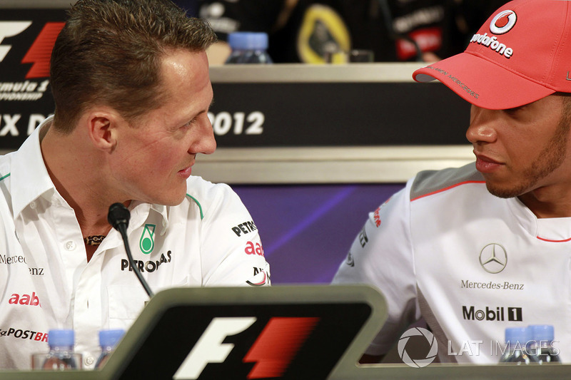 Michael Schumacher, Mercedes AMG en Lewis Hamilton, McLaren