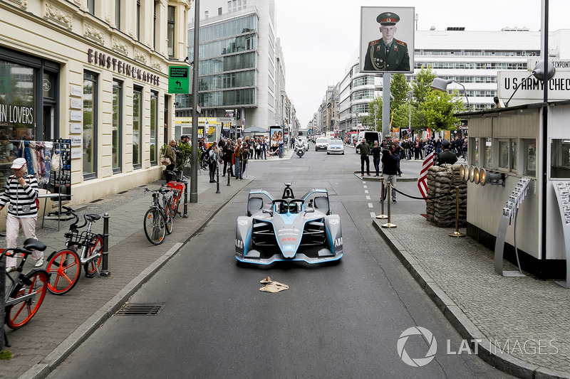 Formula 1 World Champion, Nico Rosberg, drives the Formula E Gen2 car around the streets of Berlin