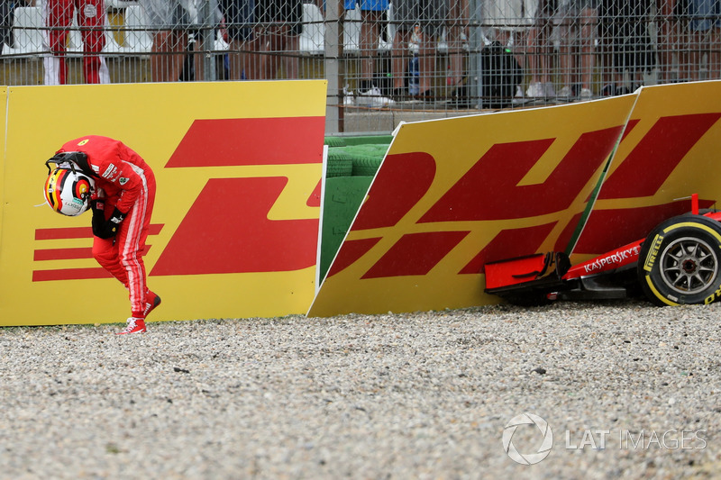 Sebastian Vettel, Ferrari SF71H kecelakaan