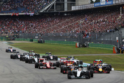 Lewis Hamilton, Mercedes AMG F1 W07 Hybrid leads at the start of the race