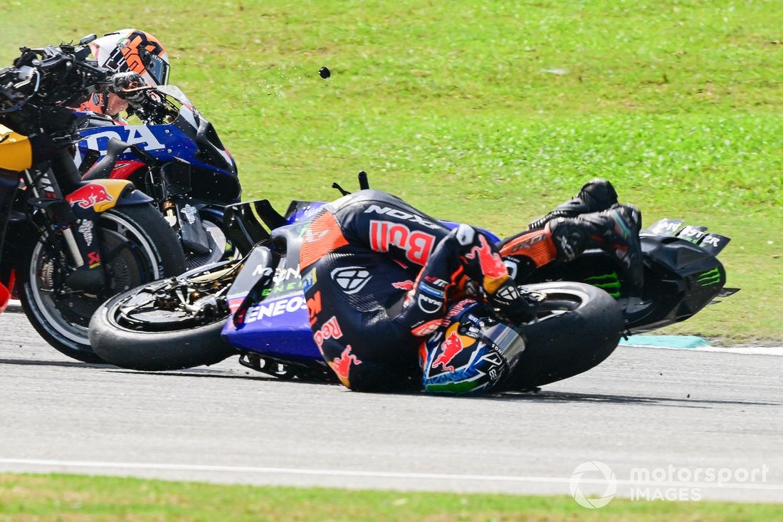 Brad Binder, Red Bull KTM Factory Racing, Jack Miller, Red Bull KTM Factory Racing, Fabio Quartararo, Yamaha Factory Racing Crash
