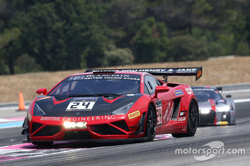 #24 Reiter Young Starts Lamborghini Reiter Gallardo R-EX: Caitlin Wood, Marko Helistekangas, Tomas Enge