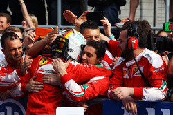 Second place Sebastian Vettel, Ferrari in parc ferme