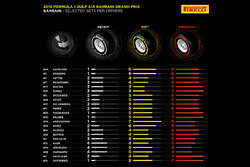 Ausgewählte Pirelli-Sets je Fahrer für den Bahrain GP