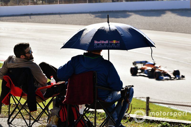 Fans de Red Bull Racing y Carlos Sainz Jr., McLaren MCL35