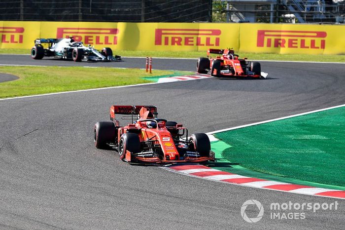 Sebastian Vettel, Ferrari SF90, Charles Leclerc, Ferrari SF90, Lewis Hamilton, Mercedes AMG F1 W10