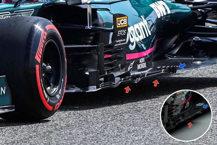 Detalle del fondo plano del Aston Martin AMR21