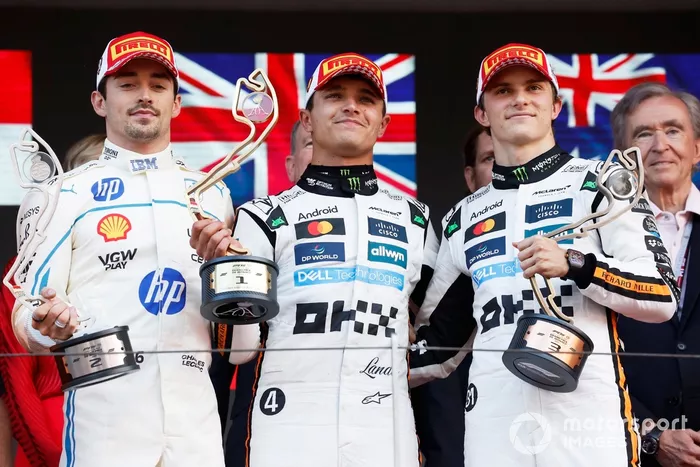 Charles Leclerc, Ferrari, Lando Norris, McLaren, Oscar Piastri