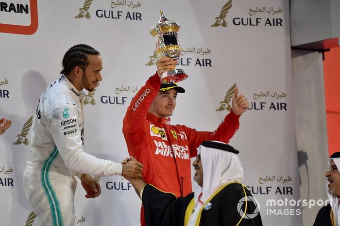 Podio el tercer lugar Charles Leclerc, Ferrari