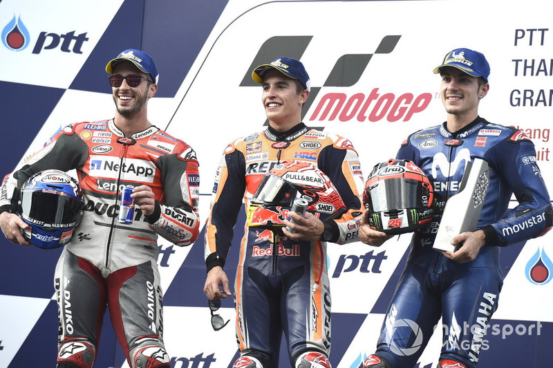 Podio: 1º Marc Marquez, 2º Andrea Dovizioso, 3º Maverick Viñales