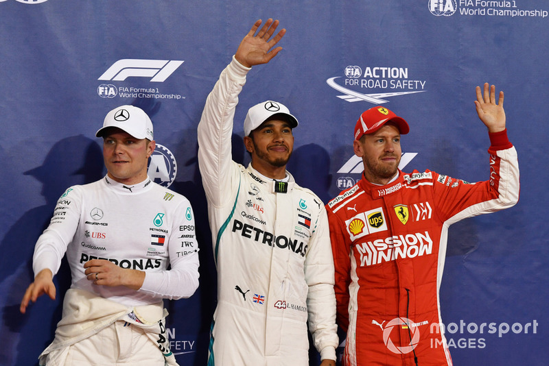Валттері Боттас, Mercedes AMG F1, Льюіс Хемілтон, Mercedes AMG F1 та Себастьян Феттель, Ferrari