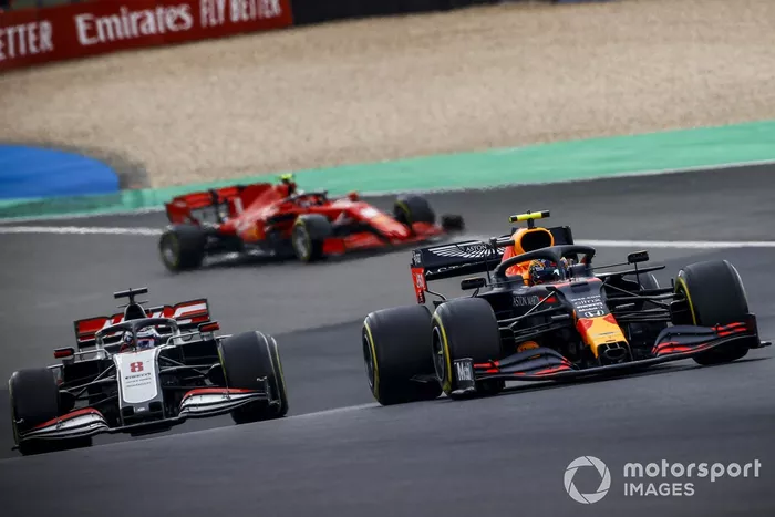 Alex Albon, Red Bull Racing RB16, Romain Grosjean, Haas VF-20