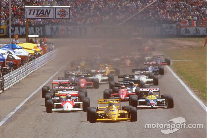 Start do GP Niemiec 1987: Ayrton Senna, Lotus Honda 99T
