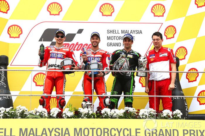 Podio, ganador Dovizioso con Lorenzo segundo y Zarco tercero