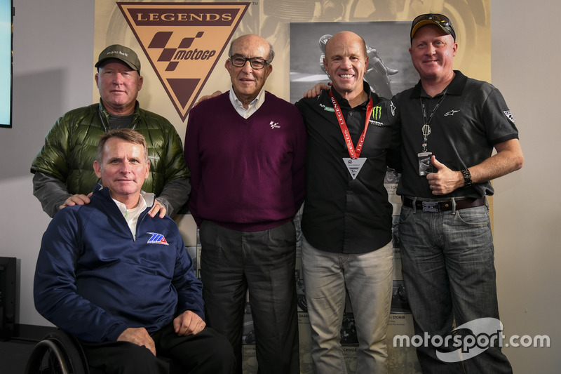 Carmelo Ezpeleta, CEO of Dorna Sports, Randy Mamola, Kenny Roberts, Kenny Roberts Jr., and Wayne Rai