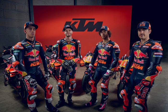 Pedro Acosta, Red Bull KTM Factory Racing, Brad Binder, Red Bull KTM Factory Racing, Enea Bastianini, Red Bull KTM Tech 3, Maverick Vinales, Red Bull KTM Tech 3
