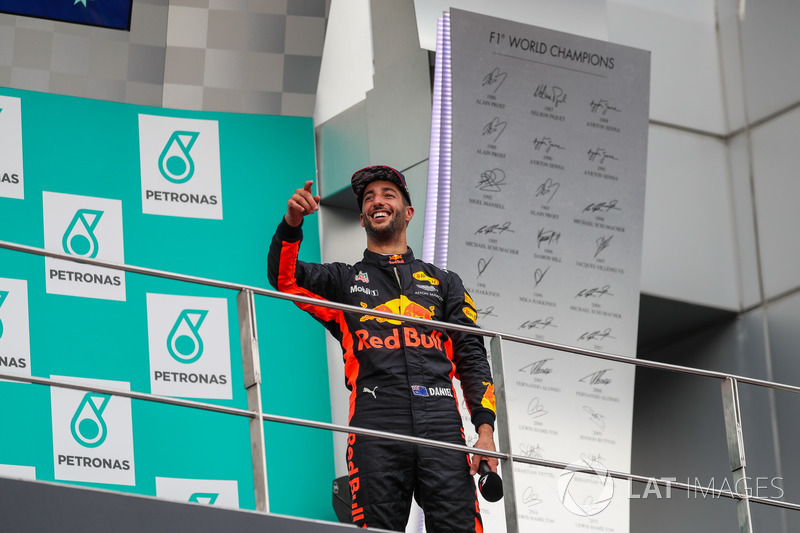 Daniel Ricciardo, Red Bull Racing celebrates on the podium