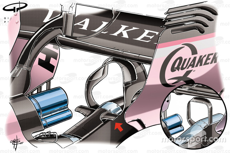 Force India VJM10 monkey seat comparison