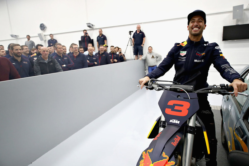 Daniel Ricciardo, Red Bull Racing poses for a photo with his KTM bike