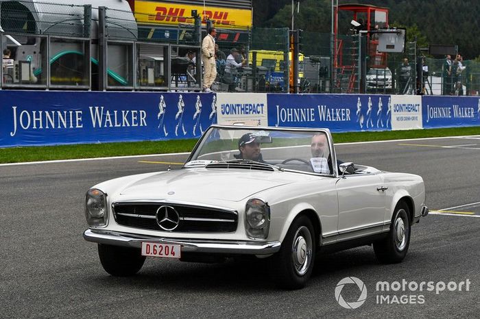 Sergio Pérez, Racing Point, en el desfile de pilotos