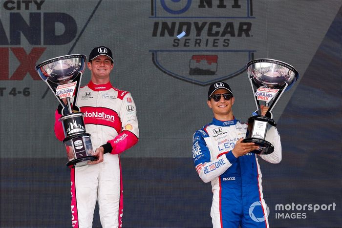 #27: Kyle Kirkwood, Andretti Autosport Honda, #10: Alex Palou, Chip Ganassi Racing Honda