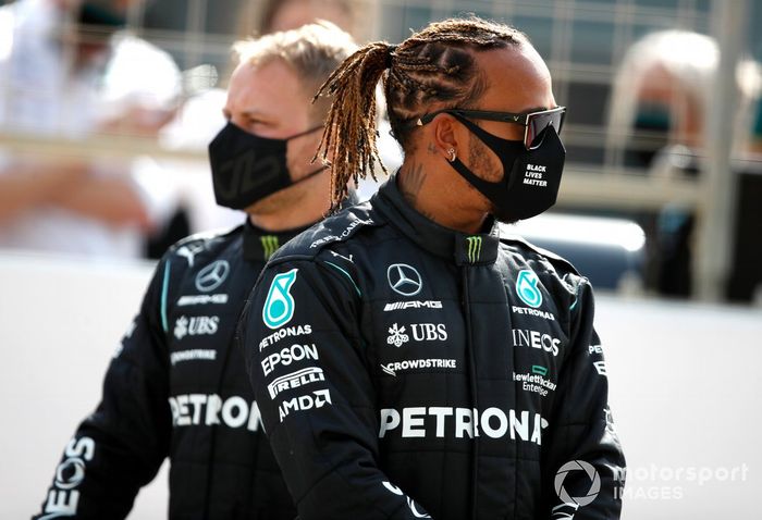 Valtteri Bottas, Mercedes W12 y Lewis Hamilton, Mercedes W12 