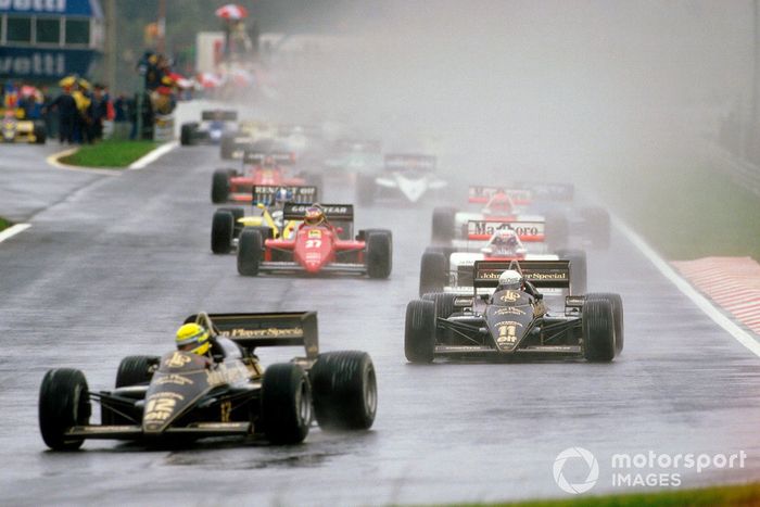 Ayrton Senna, Lotus 97T Renault, Elio de Angelis, Lotus 97T Renault, Alain Prost, McLaren MP4/2B TAG Porsche, Michele Alboreto, Ferrari F156/85