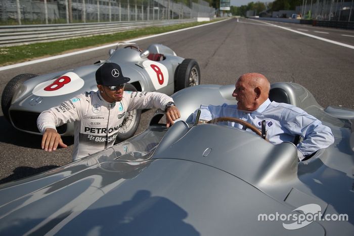 Lewis Hamilton y Sir Stirling Moss en Monza