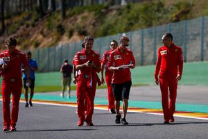 Sebastian Vettel, Ferrari, walks the circuit with colleagues