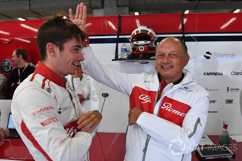 Charles Leclerc, Sauber and Frederic Vasseur, Sauber, Team Principal