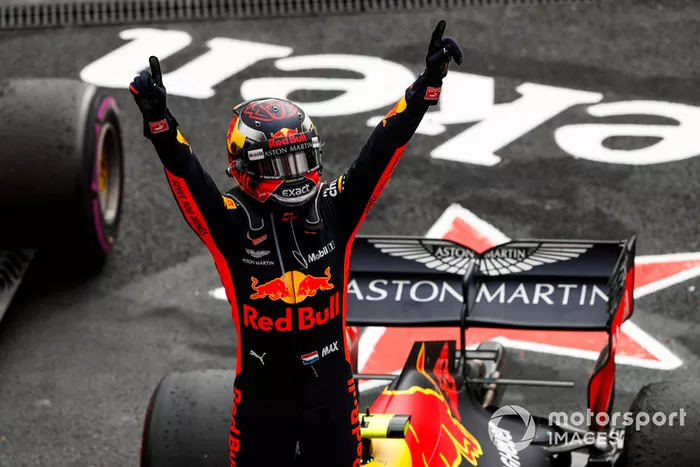 Max Verstappen, Red Bull Racing, celebra en Parc Ferme