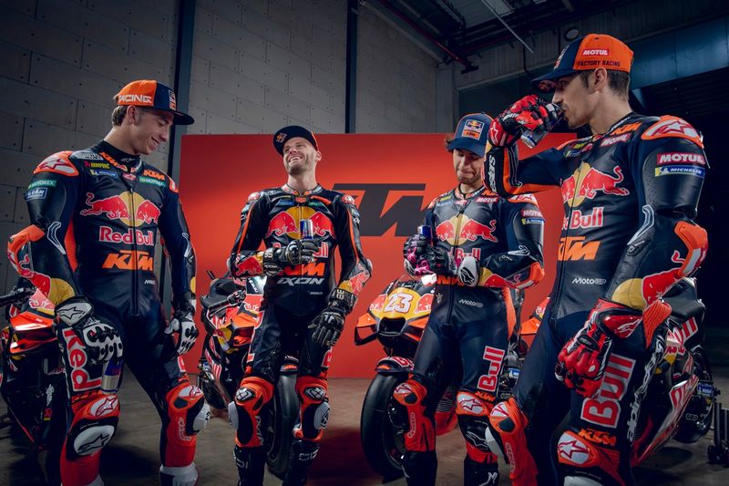 Pedro Acosta, Red Bull KTM Factory Racing, Brad Binder, Red Bull KTM Factory Racing, Enea Bastianini, Red Bull KTM Tech 3, Maverick Vinales, Red Bull KTM Tech 3
