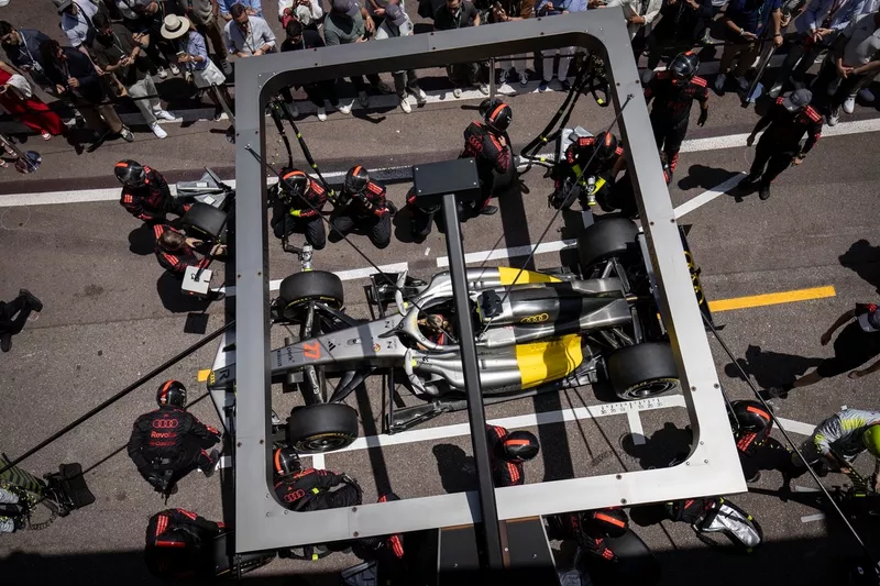 Audi F1 Team pit stop practice.