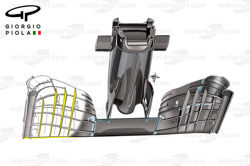 McLaren MP4/31 front wing fins, bottom view, Mexican GP