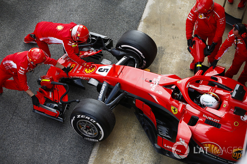 Sebastian Vettel, Ferrari, in the pit lane