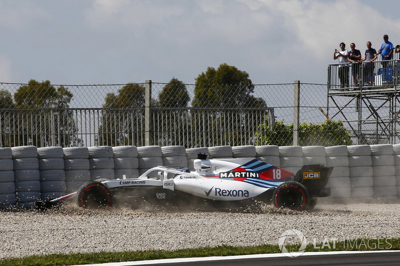Lance Stroll, Williams FW41 masuk ke jebakan kerikil