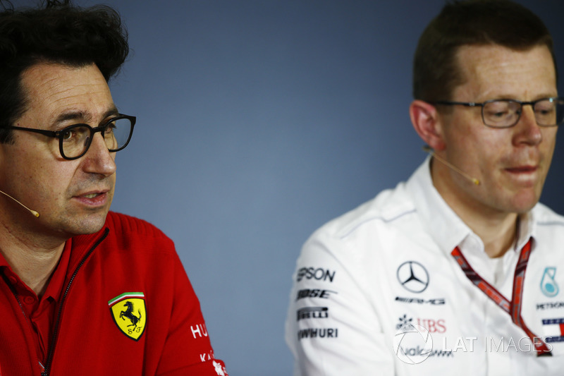 Mattia Binotto, director técnico de Ferrari junto a Andy Cowell, director ejecutivo de Mercedes AMG HPP