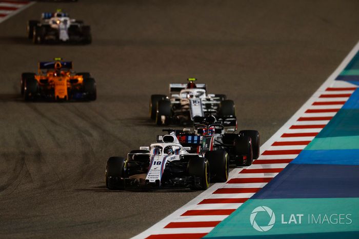 Lance Stroll, Williams FW41 Mercedes, Romain Grosjean, Haas F1 Team VF-18 Ferrari, Charles Leclerc, Sauber C37 Ferrari, Stoffel Vandoorne, McLaren MCL33 Renault, e Sergey Sirotkin, Williams FW41 Mercedes
