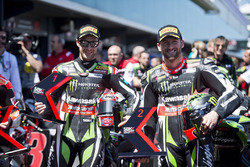Polesitter Jonathan Rea, Kawasaki Racing, second place Tom Sykes, Kawasaki